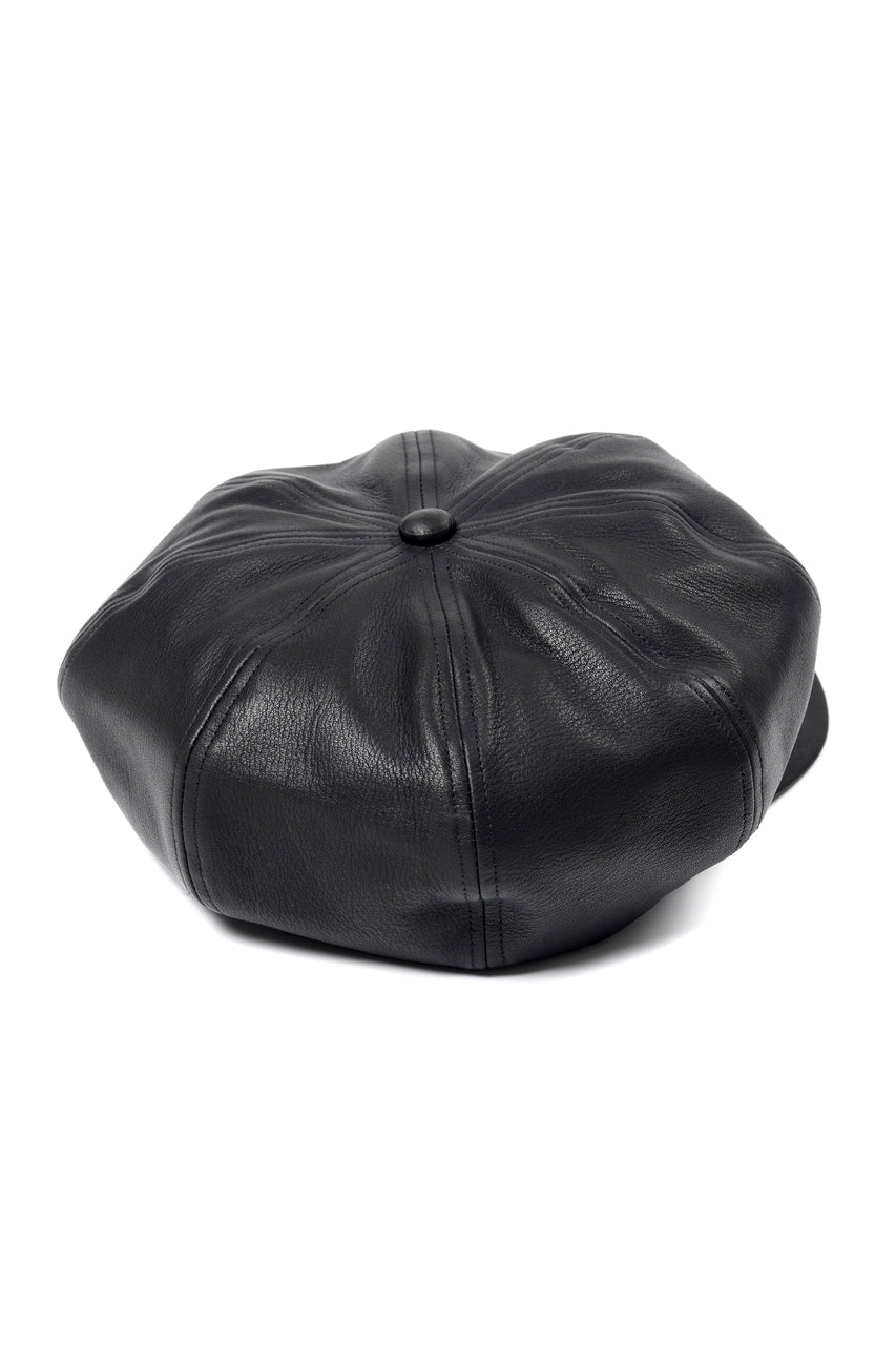 画像をギャラリービューアに読み込む, ISAMU KATAYAMA BACKLASH LEATHER CASQUETTE / JP-STEER SOFT SHRINK (BLACK)