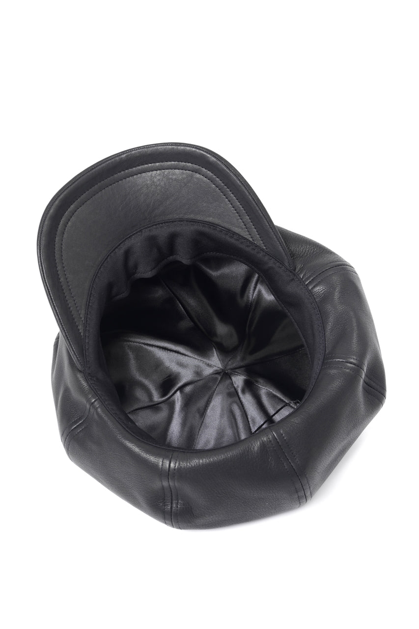 画像をギャラリービューアに読み込む, ISAMU KATAYAMA BACKLASH LEATHER CASQUETTE / JP-STEER SOFT SHRINK (BLACK)