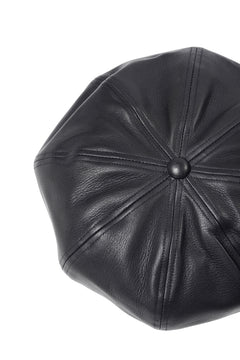 画像をギャラリービューアに読み込む, ISAMU KATAYAMA BACKLASH LEATHER CASQUETTE / JP-STEER SOFT SHRINK (BLACK)