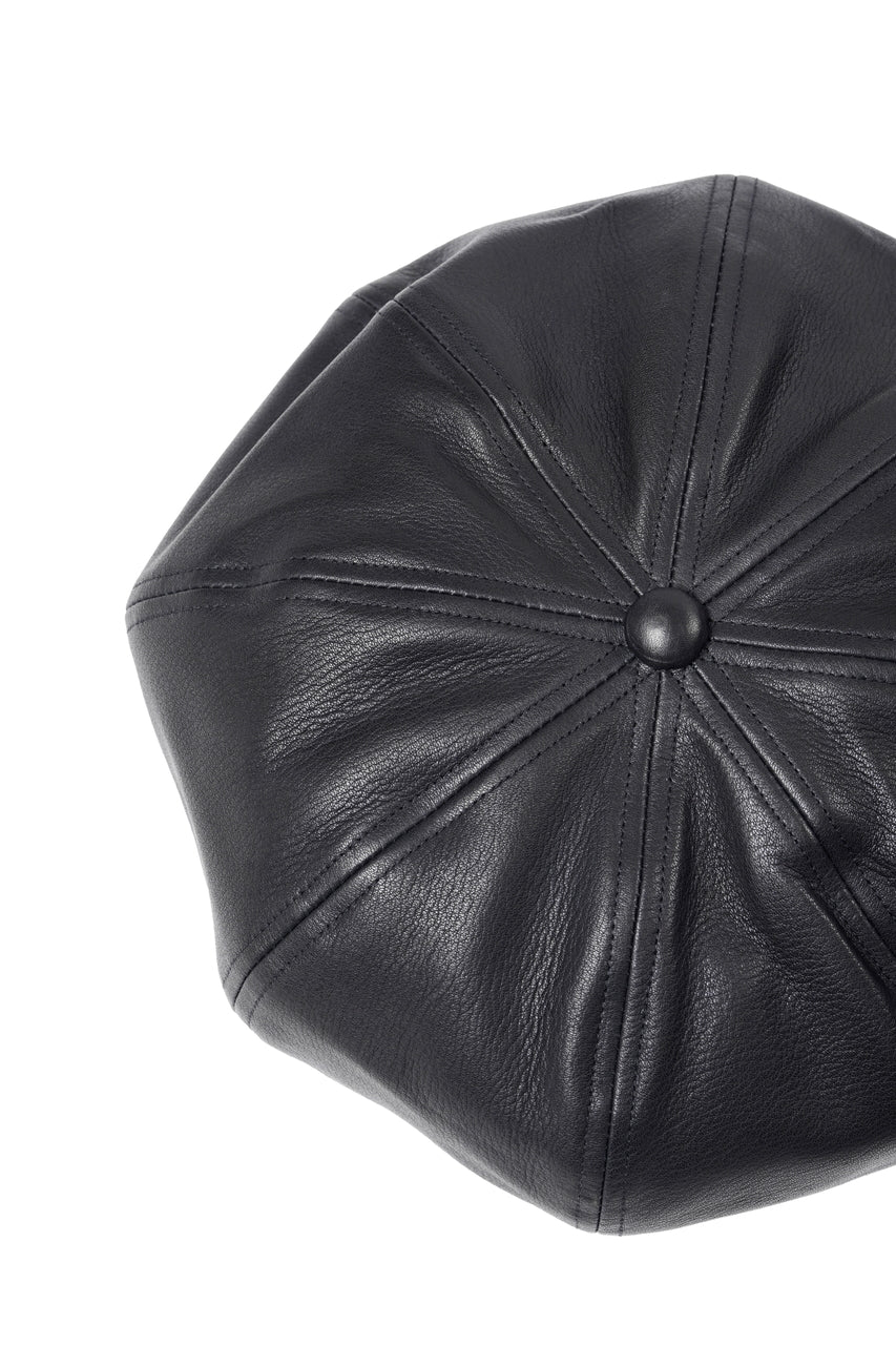 画像をギャラリービューアに読み込む, ISAMU KATAYAMA BACKLASH LEATHER CASQUETTE / JP-STEER SOFT SHRINK (BLACK)