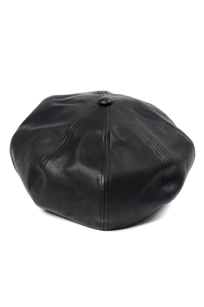 ISAMU KATAYAMA BACKLASH LEATHER BERET / JP-STEER SOFT SHRINK (BLACK)