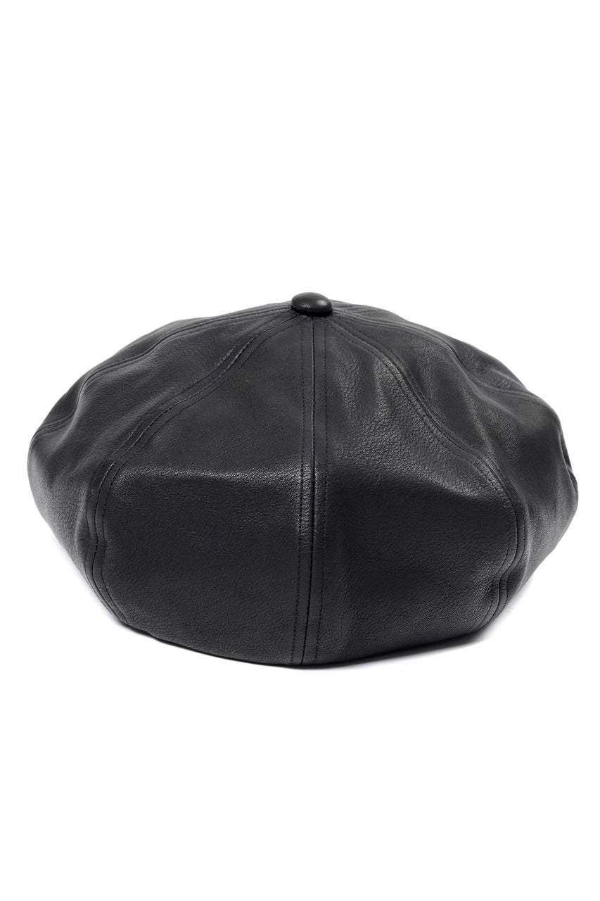 画像をギャラリービューアに読み込む, ISAMU KATAYAMA BACKLASH LEATHER BERET / JP-STEER SOFT SHRINK (BLACK)