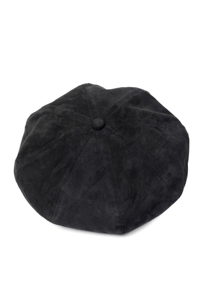 ISAMU KATAYAMA BACKLASH LEATHER BERET / KANGAROO SUEDE (BLACK)