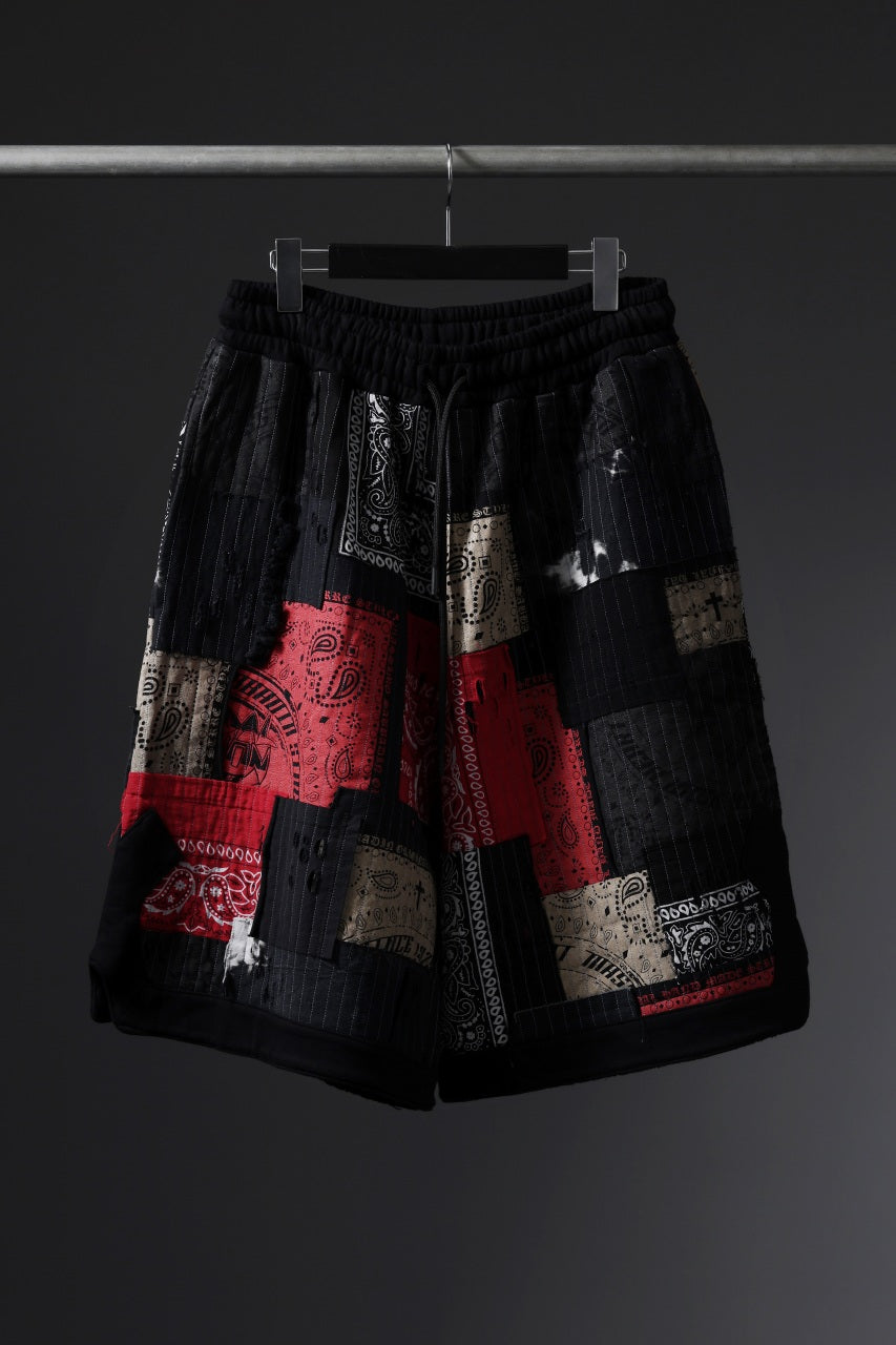 MASSIMO SABBADIN FULL BORO STYLE BASKET SHORTS (BLACK x RED #A)