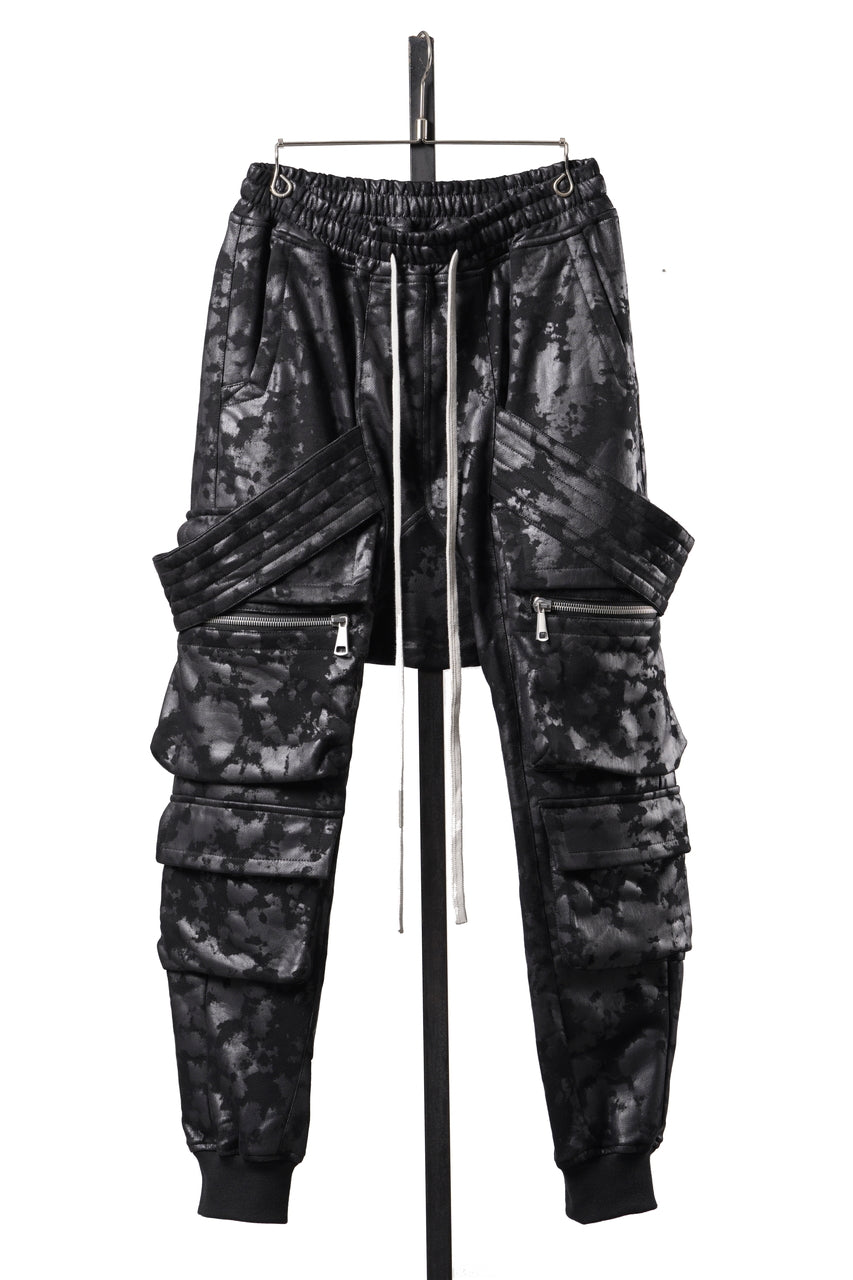 Load image into Gallery viewer, A.F ARTEFACT BELT CARGO SARROUEL JOGGER / MOTTLED COATED SWEAT (BLACK)
