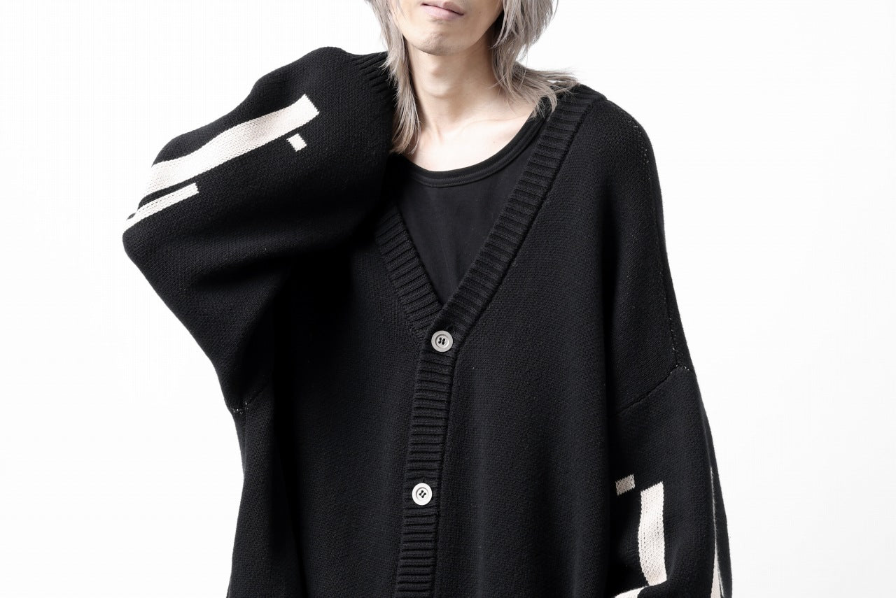 A.F ARTEFACT GEO PATTERN COTTON KNIT CARDIGAN /  (BLACK x IVORY)