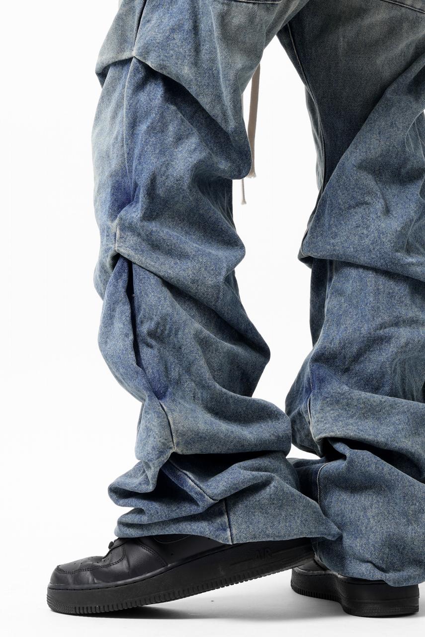Load image into Gallery viewer, A.F ARTEFACT TUCK SLIM BAGGY PANTS / FADED DENIM (INDIGO BLUE)