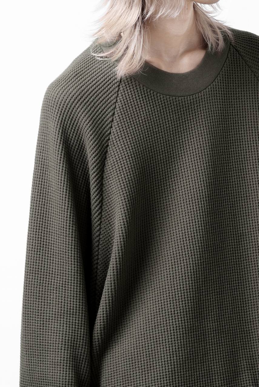 A.F ARTEFACT OVER SIZED DOLMAN LONG PULL OVER / WAFFLE COTTON JERSEY (KHAKI)