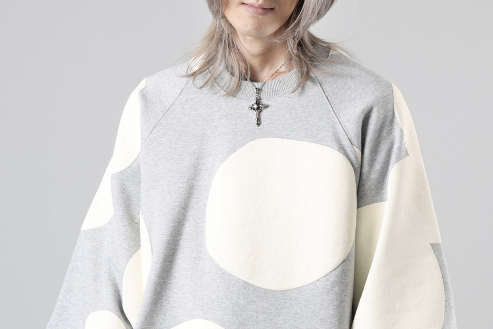 画像をギャラリービューアに読み込む, A.F ARTEFACT POLKA PATTERN SWEAT RAGLAN TOPS (HEATHER GREY)