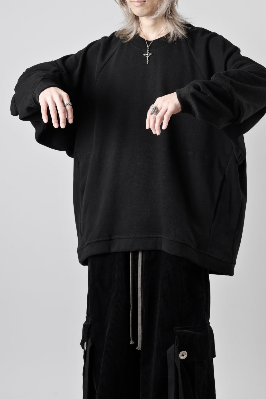 A.F ARTEFACT FLAP POCKET RAGLAN TOP / COPE KNIT JERSEY (BLACK)