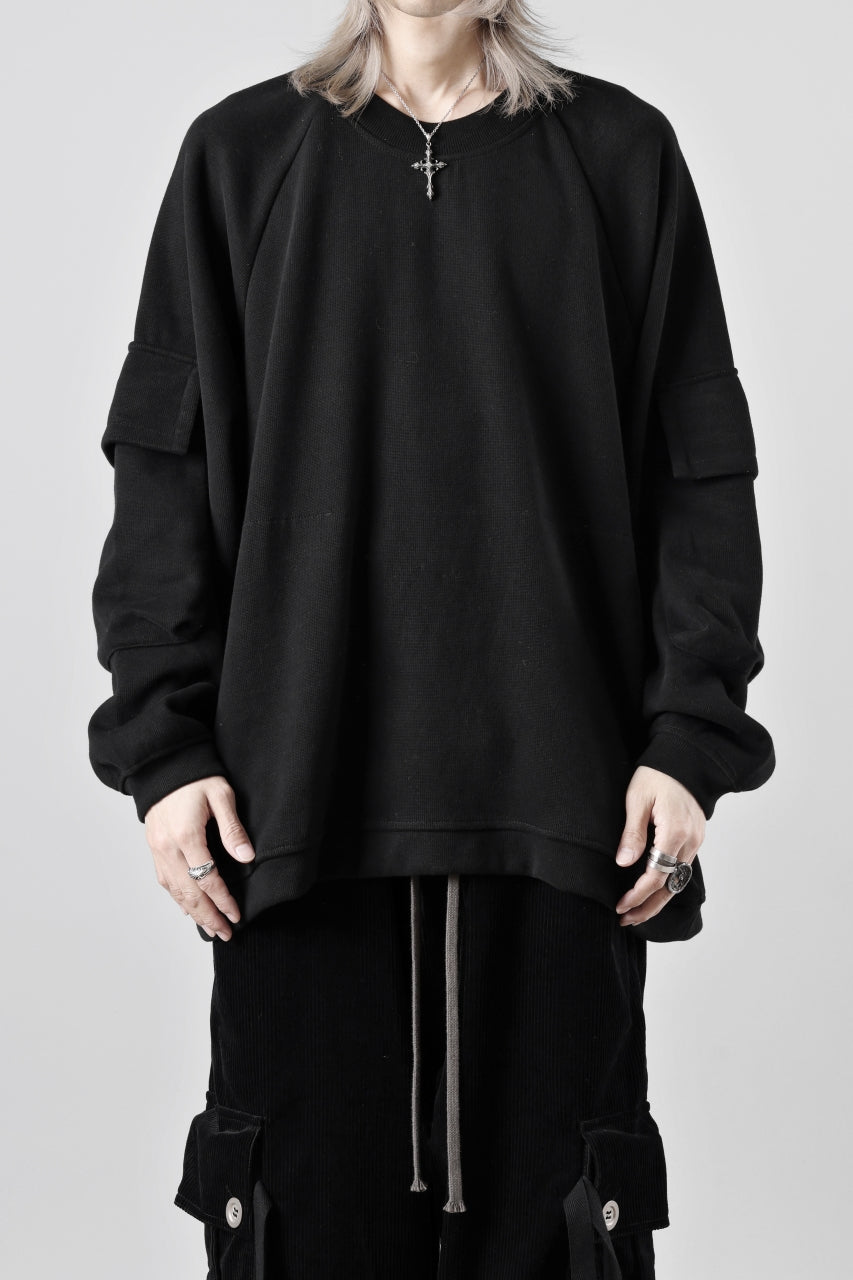 A.F ARTEFACT FLAP POCKET RAGLAN TOP / COPE KNIT JERSEY (BLACK)