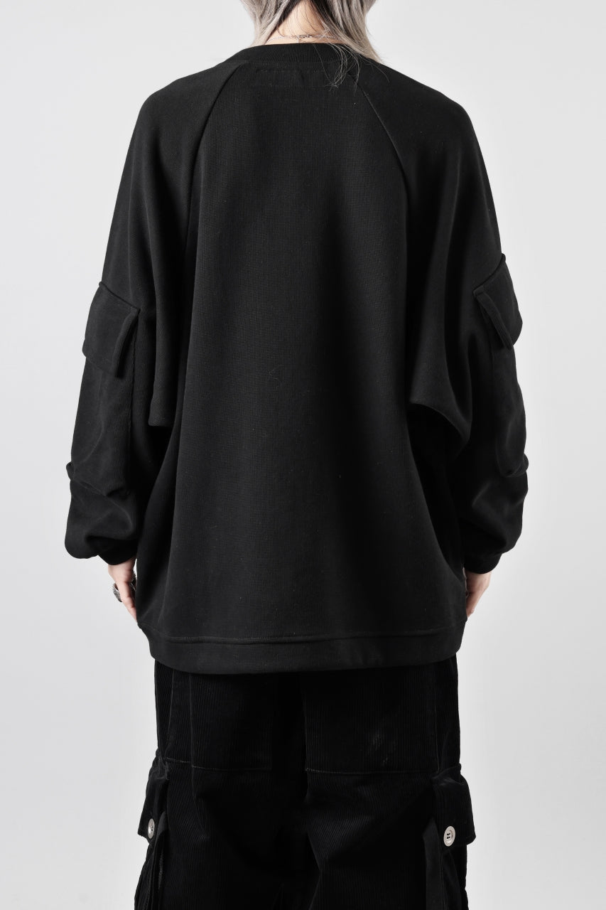 A.F ARTEFACT FLAP POCKET RAGLAN TOP / COPE KNIT JERSEY (BLACK)