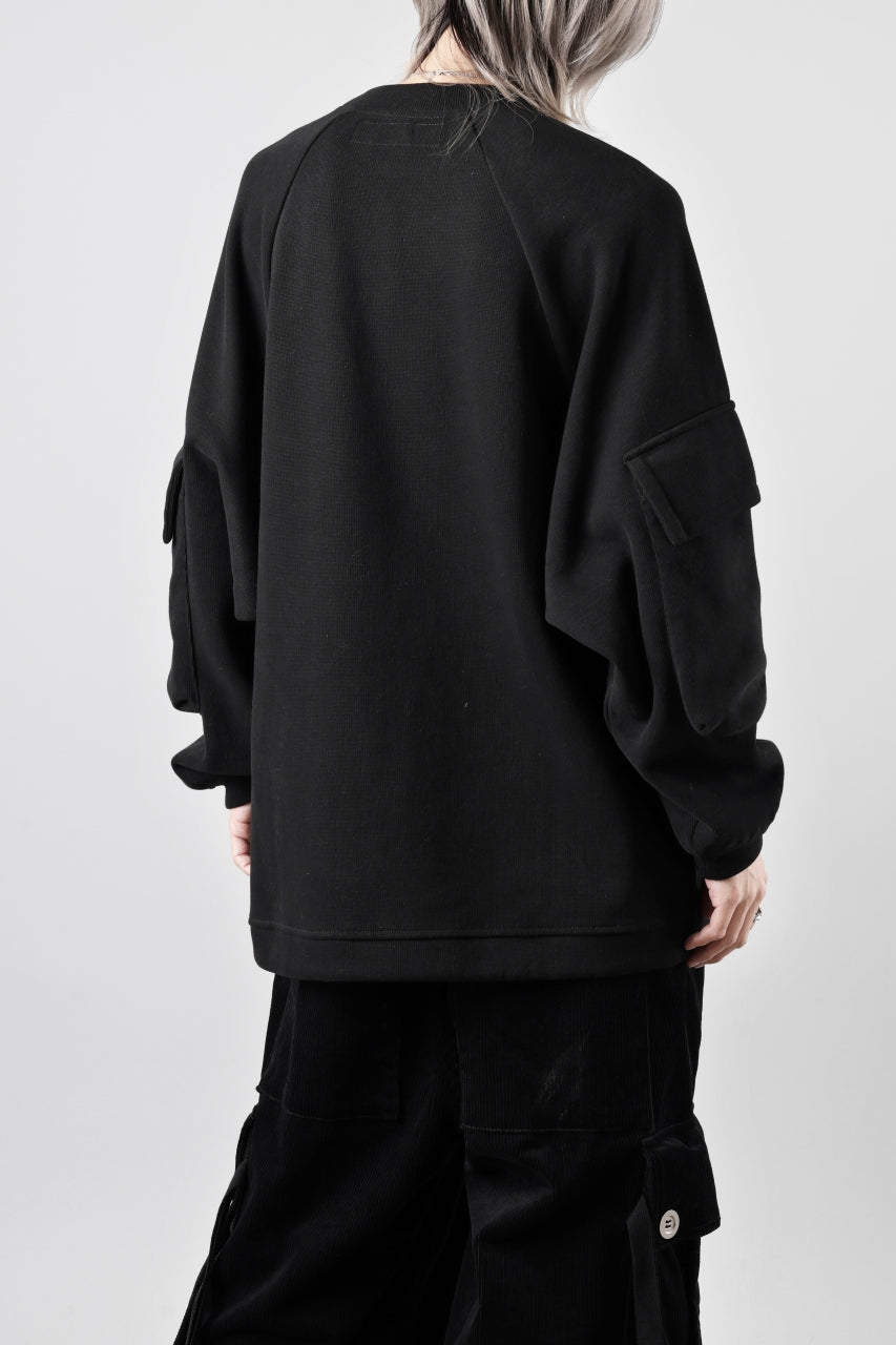 A.F ARTEFACT FLAP POCKET RAGLAN TOP / COPE KNIT JERSEY (BLACK)