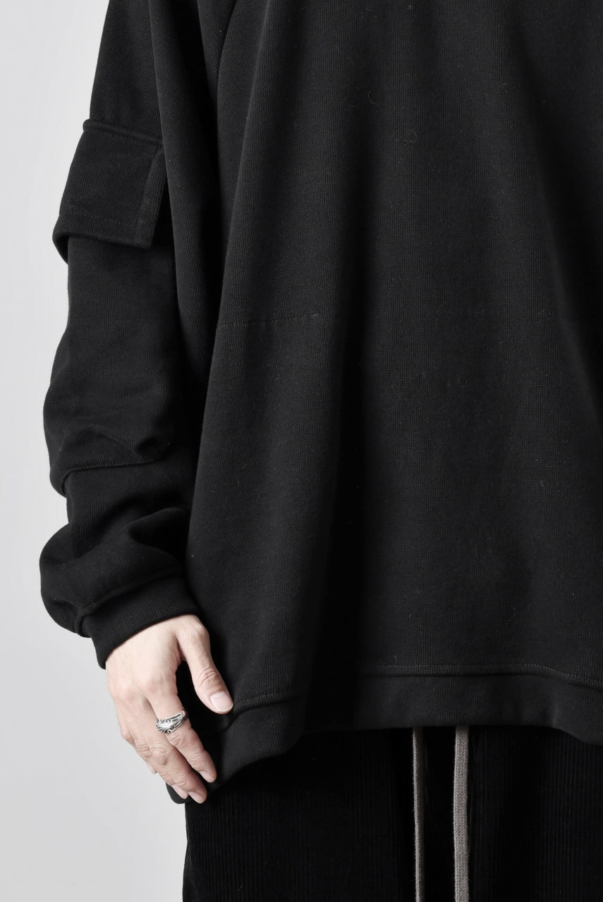 A.F ARTEFACT FLAP POCKET RAGLAN TOP / COPE KNIT JERSEY (BLACK)