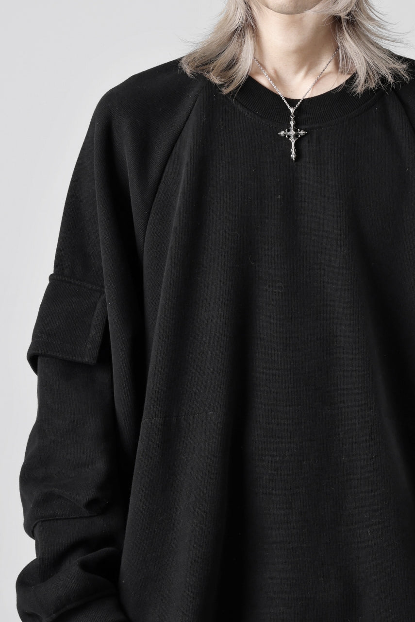 A.F ARTEFACT FLAP POCKET RAGLAN TOP / COPE KNIT JERSEY (BLACK)