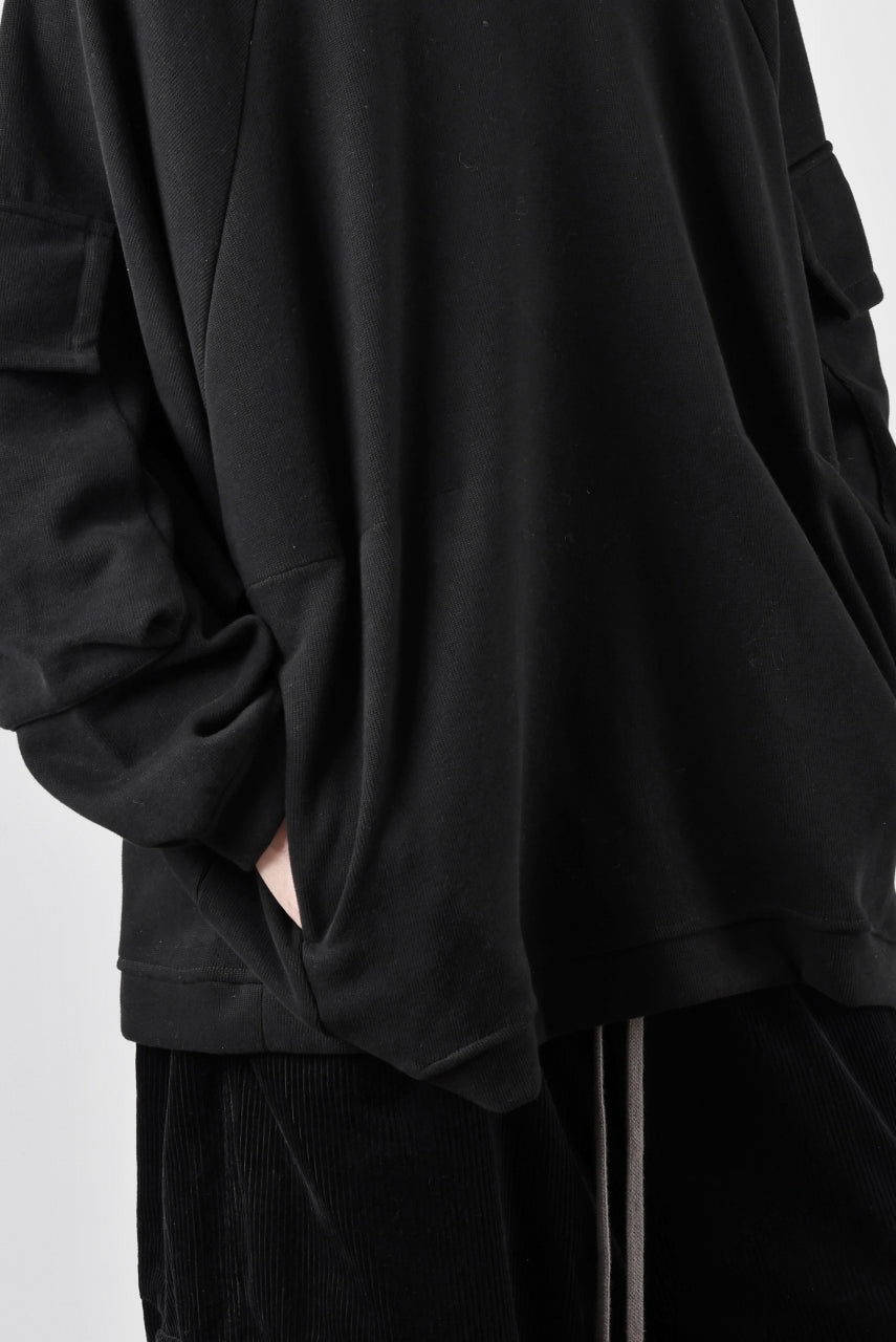 A.F ARTEFACT FLAP POCKET RAGLAN TOP / COPE KNIT JERSEY (BLACK)