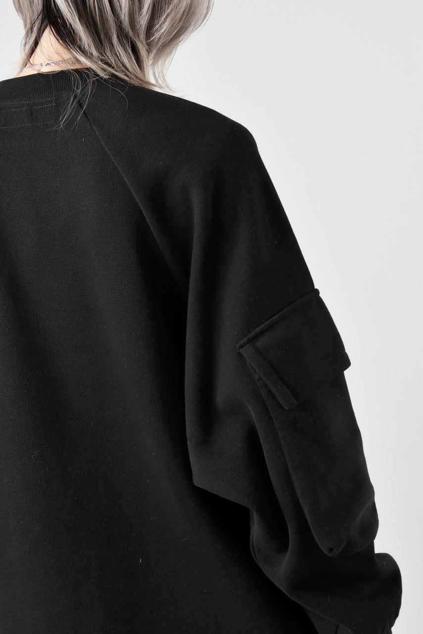 A.F ARTEFACT FLAP POCKET RAGLAN TOP / COPE KNIT JERSEY (BLACK)