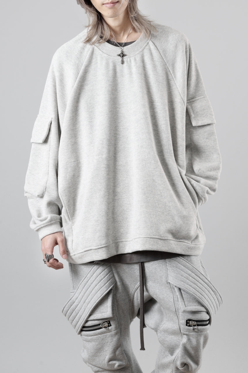 A.F ARTEFACT FLAP POCKET RAGLAN TOP / COPE KNIT JERSEY (LIGHT GREY)