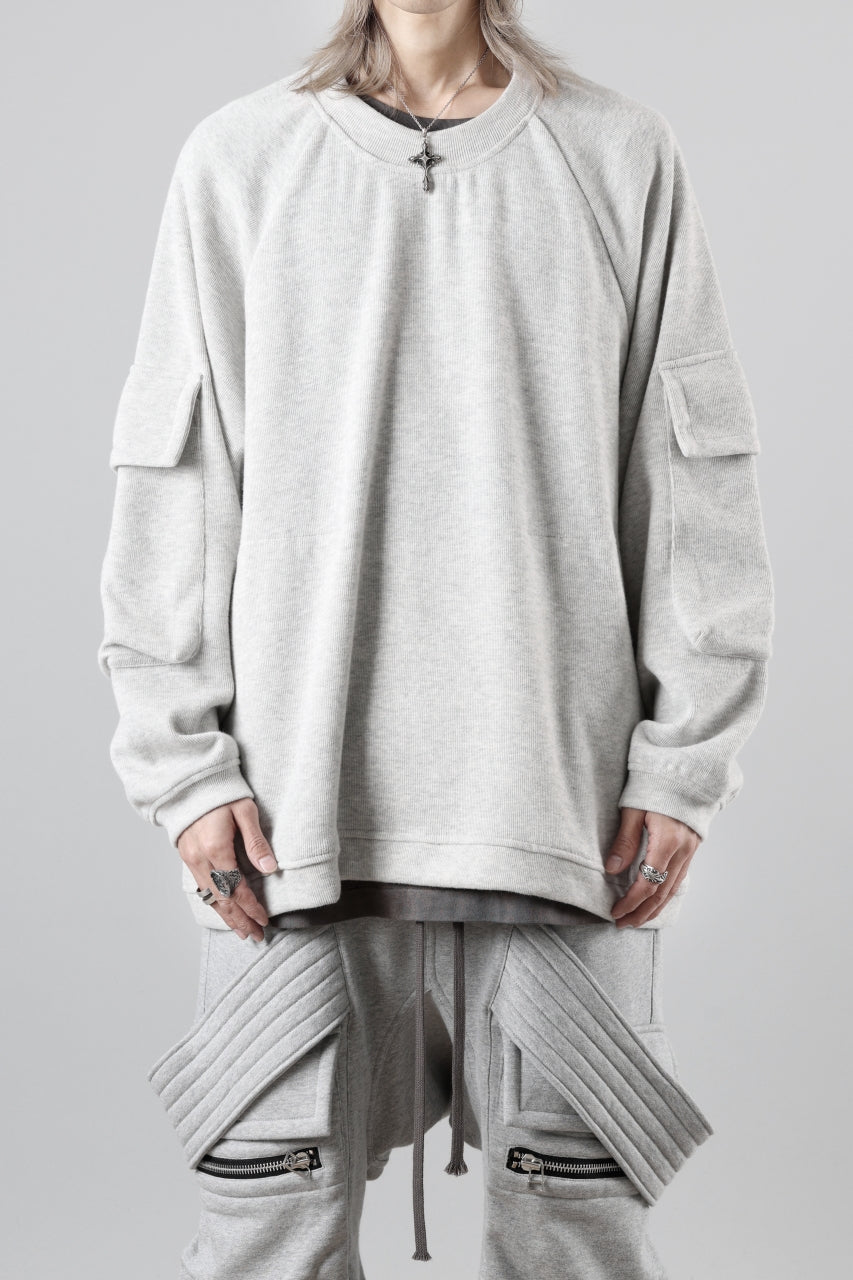 A.F ARTEFACT FLAP POCKET RAGLAN TOP / COPE KNIT JERSEY (LIGHT GREY)