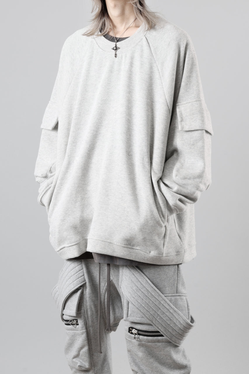 A.F ARTEFACT FLAP POCKET RAGLAN TOP / COPE KNIT JERSEY (LIGHT GREY)