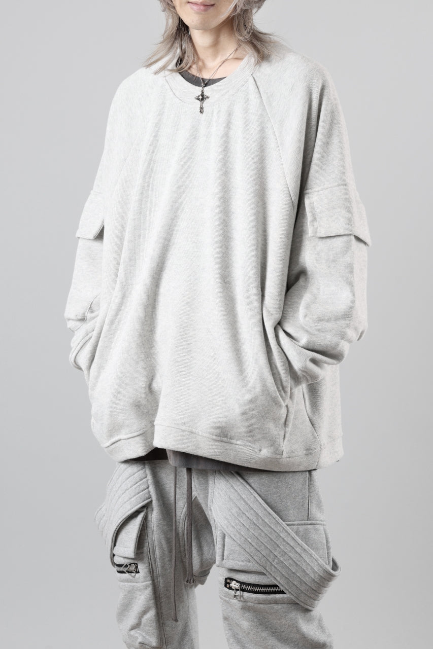 A.F ARTEFACT FLAP POCKET RAGLAN TOP / COPE KNIT JERSEY (LIGHT GREY)