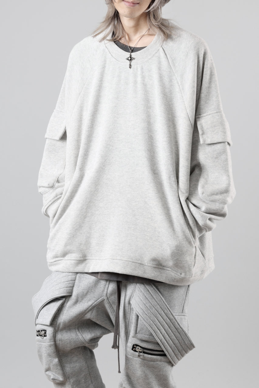 A.F ARTEFACT FLAP POCKET RAGLAN TOP / COPE KNIT JERSEY (LIGHT GREY)