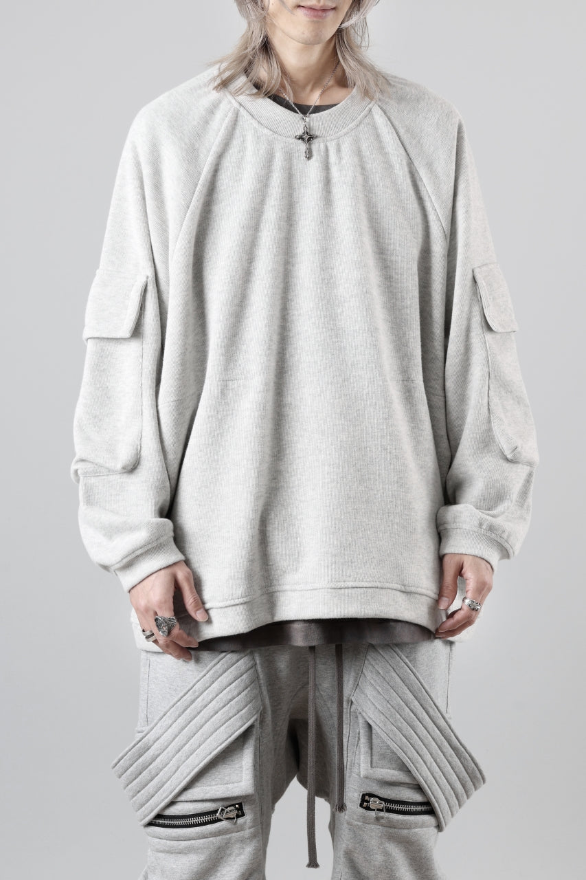 A.F ARTEFACT FLAP POCKET RAGLAN TOP / COPE KNIT JERSEY (LIGHT GREY)