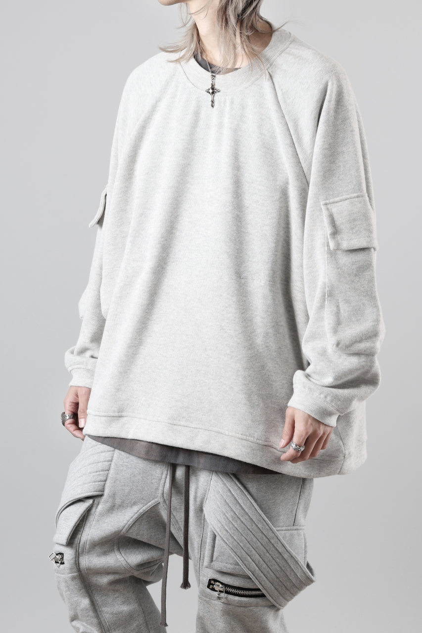 A.F ARTEFACT FLAP POCKET RAGLAN TOP / COPE KNIT JERSEY (LIGHT GREY)