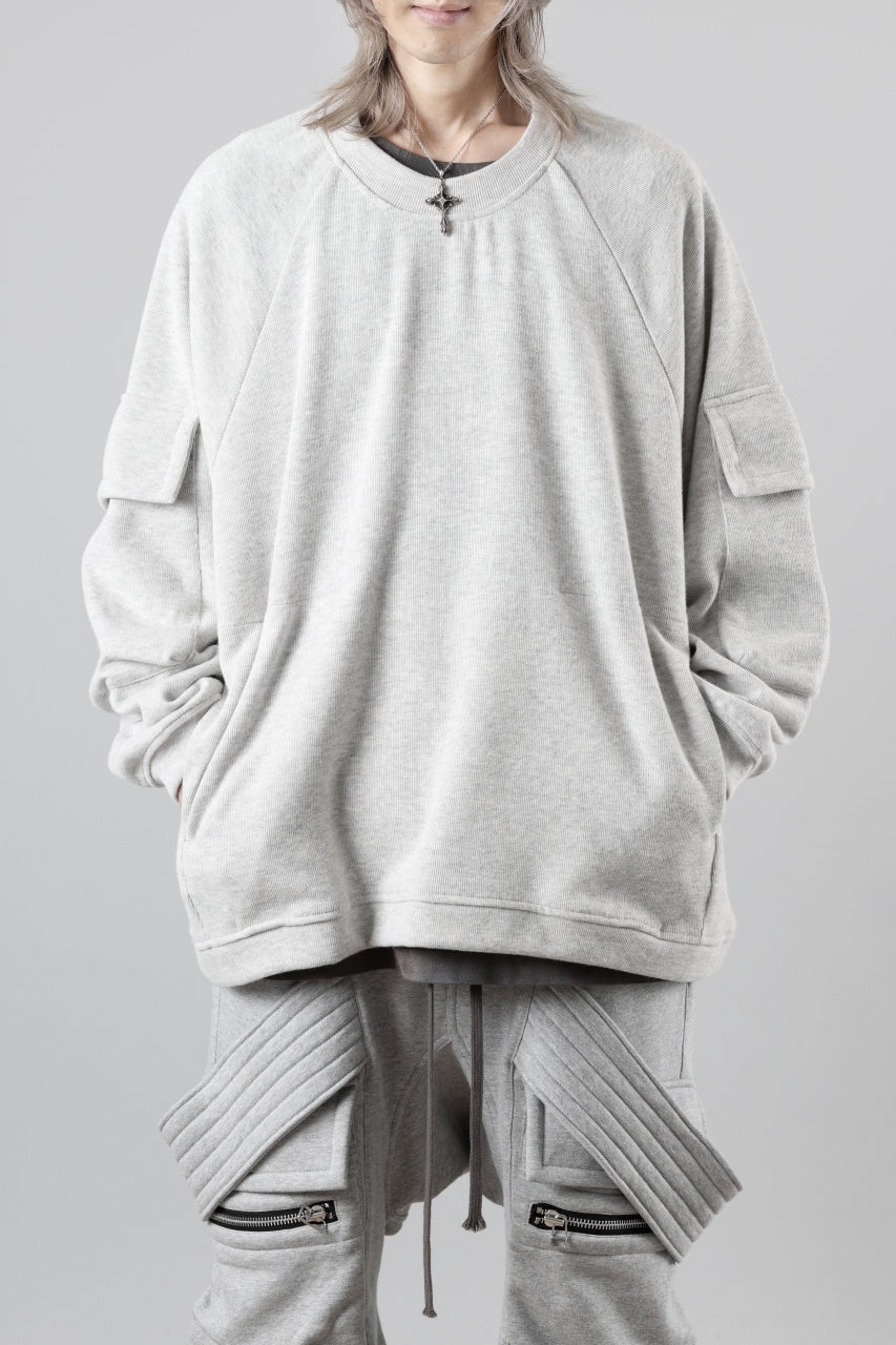 A.F ARTEFACT FLAP POCKET RAGLAN TOP / COPE KNIT JERSEY (LIGHT GREY)