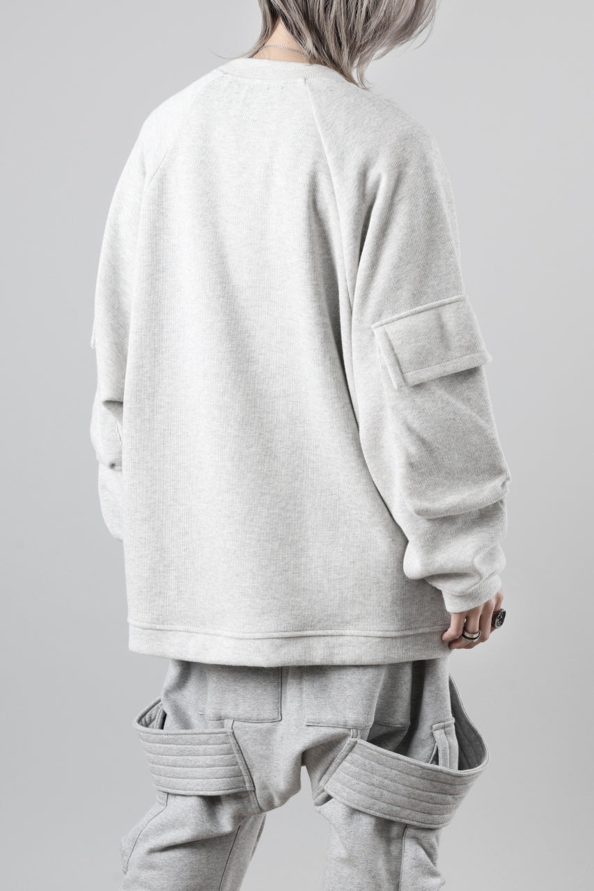 A.F ARTEFACT FLAP POCKET RAGLAN TOP / COPE KNIT JERSEY (LIGHT GREY)