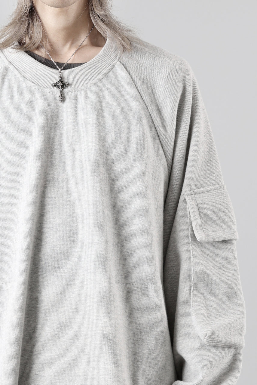 A.F ARTEFACT FLAP POCKET RAGLAN TOP / COPE KNIT JERSEY (LIGHT GREY)