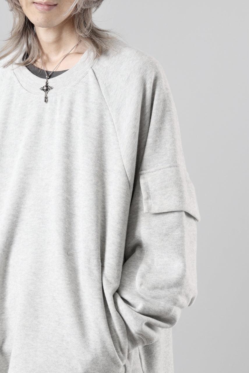 A.F ARTEFACT FLAP POCKET RAGLAN TOP / COPE KNIT JERSEY (LIGHT GREY)