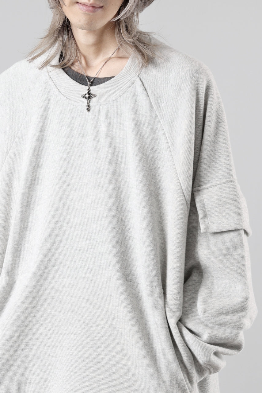 A.F ARTEFACT FLAP POCKET RAGLAN TOP / COPE KNIT JERSEY (LIGHT GREY)