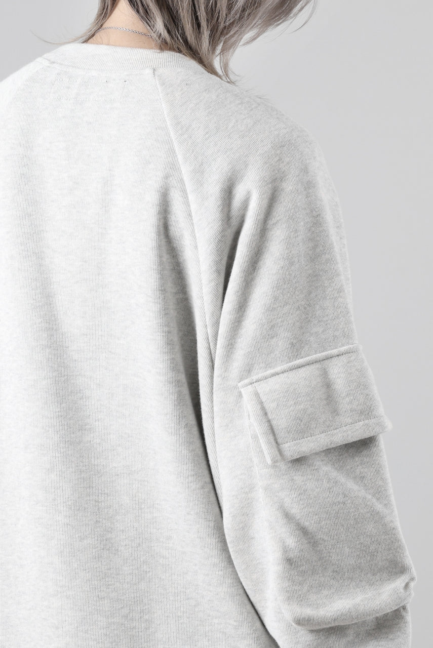 A.F ARTEFACT FLAP POCKET RAGLAN TOP / COPE KNIT JERSEY (LIGHT GREY)