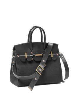 Load image into Gallery viewer, ierib exclusive 2Way Bark Bag 30 / Heavy Linen Canvas + Saddle Leather (BLACK #A)