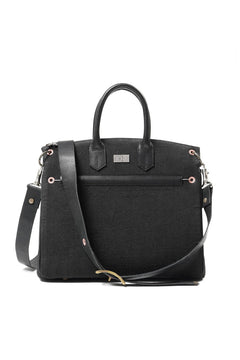 Load image into Gallery viewer, ierib exclusive 2Way Bark Bag 30 / Heavy Linen Canvas + Saddle Leather (BLACK #A)