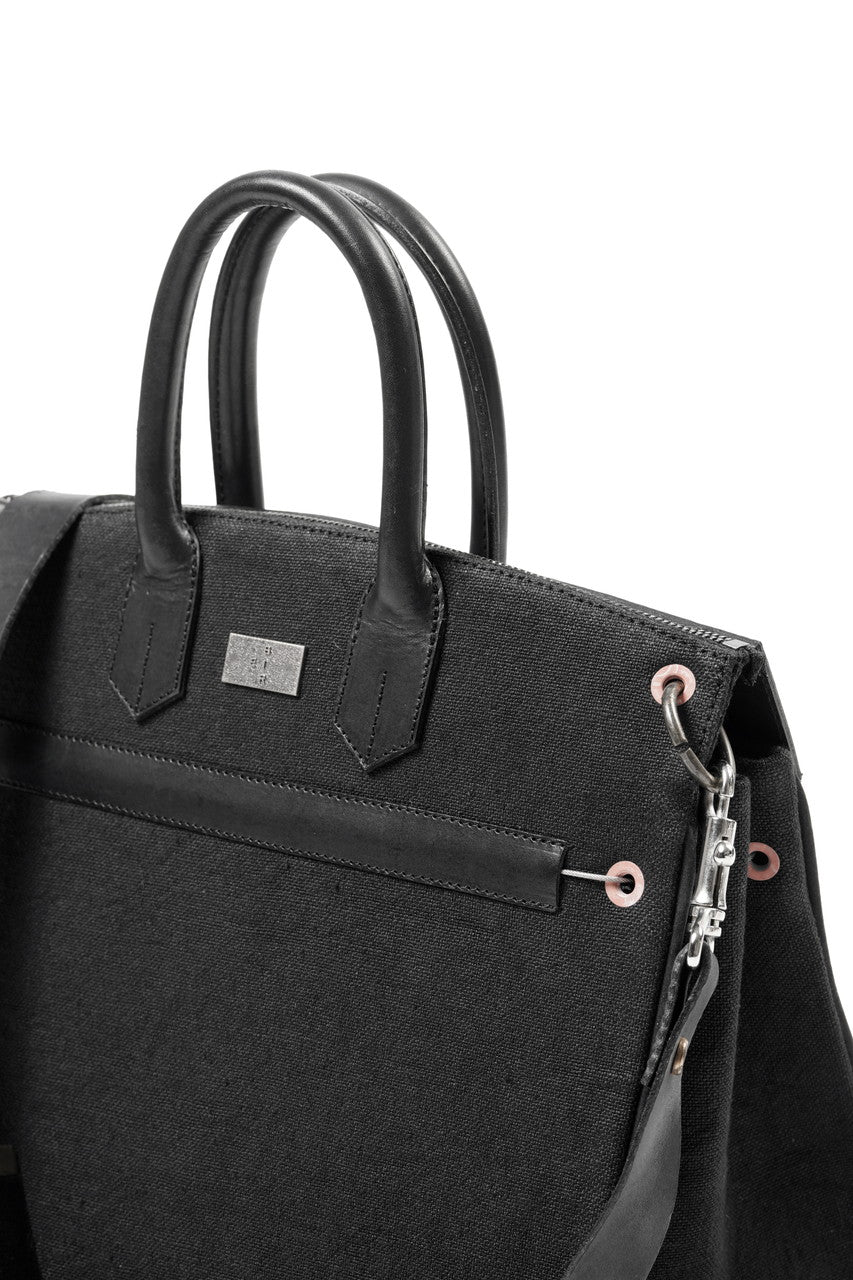 Load image into Gallery viewer, ierib exclusive 2Way Bark Bag 30 / Heavy Linen Canvas + Saddle Leather (BLACK #A)