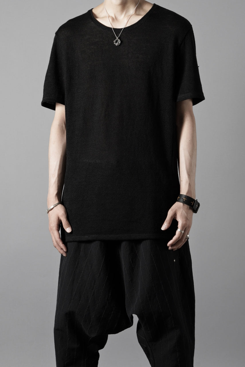 black crow x LOOM exclusive short sleeve tops / uneven linen jersey (BLACK)