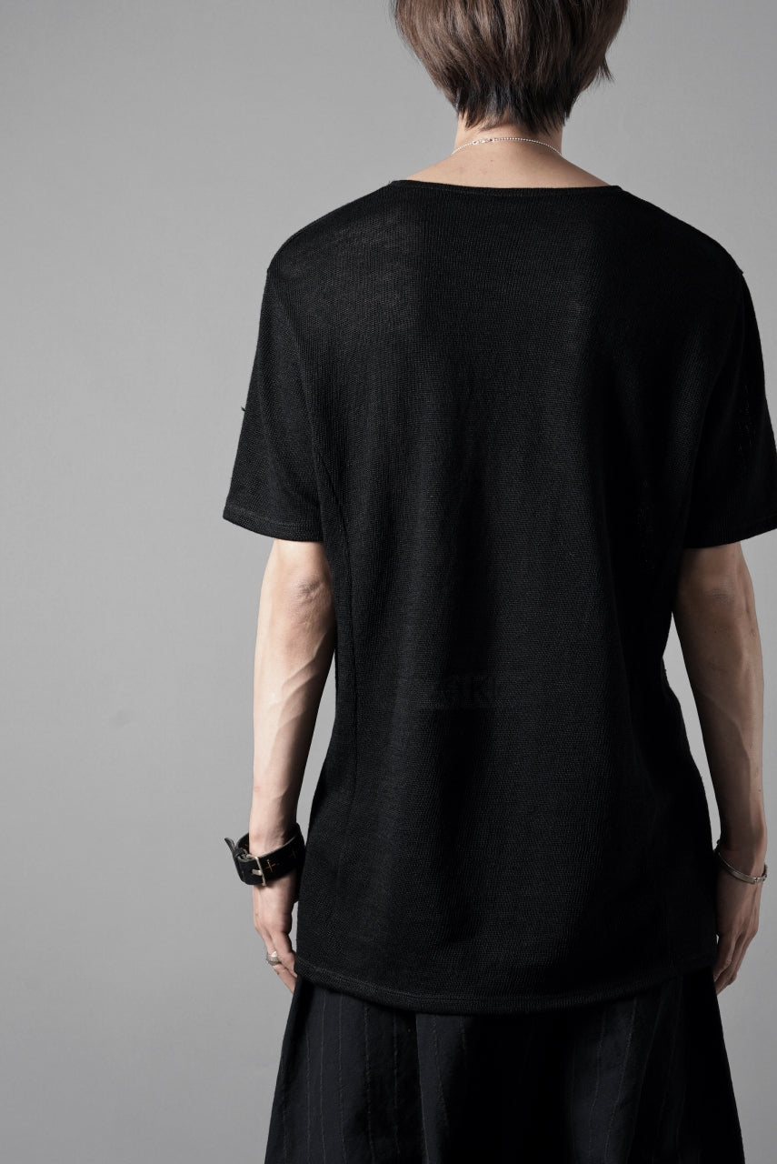 black crow x LOOM exclusive short sleeve tops / uneven linen jersey (BLACK)