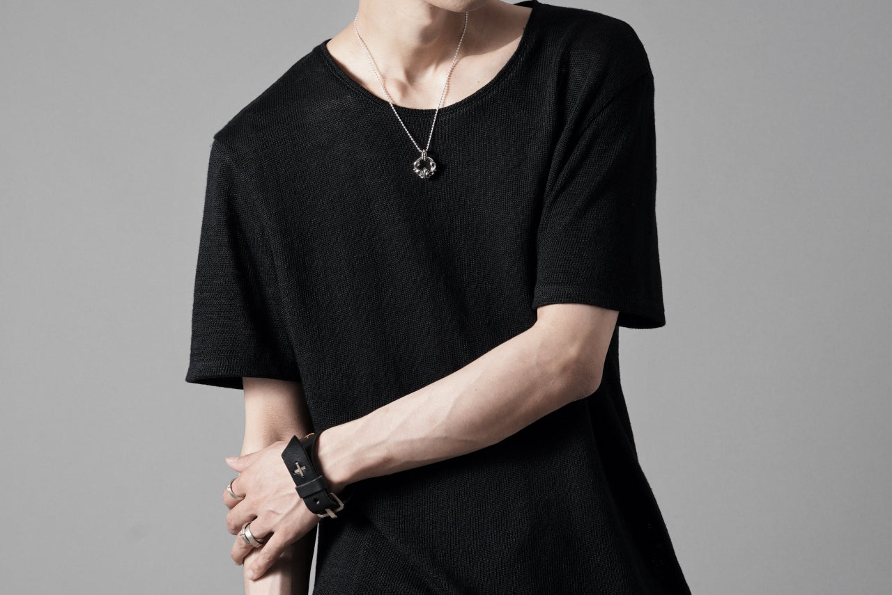 black crow x LOOM exclusive short sleeve tops / uneven linen jersey (BLACK)
