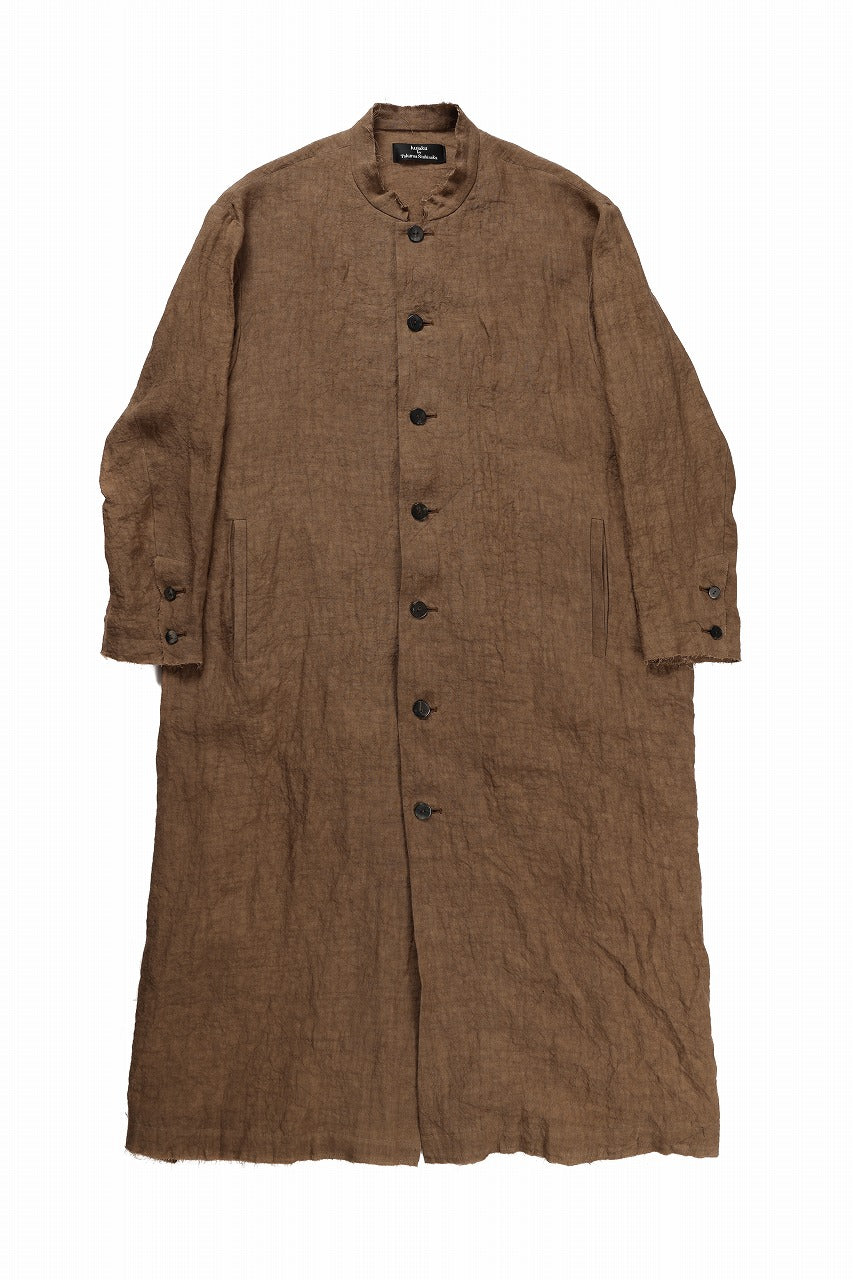 画像をギャラリービューアに読み込む, kujaku kakishibu-dyed mao collar long coat / C-698 (kakisibu)