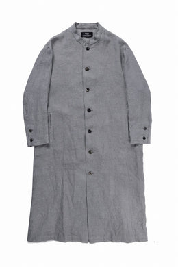 kujaku sumi-dyed mao collar long coat / C-698 (charcoal)