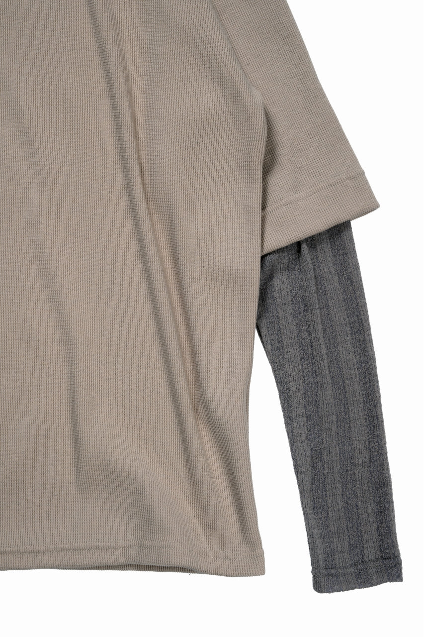 画像をギャラリービューアに読み込む, A.F ARTEFACT LAYERED CREW NECK TOP / WAFFLE KNIT JERSEY (BEIGE)