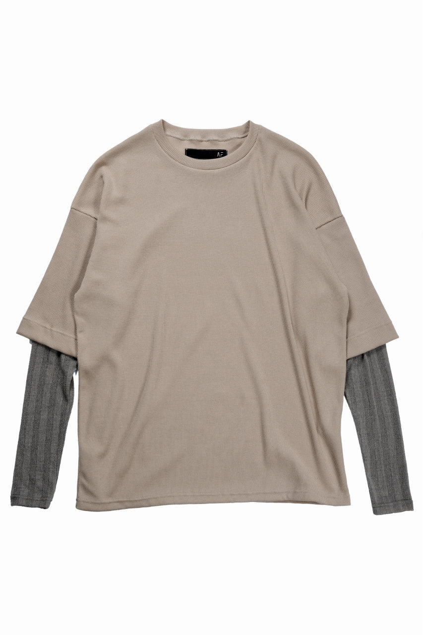 画像をギャラリービューアに読み込む, A.F ARTEFACT LAYERED CREW NECK TOP / WAFFLE KNIT JERSEY (BEIGE)