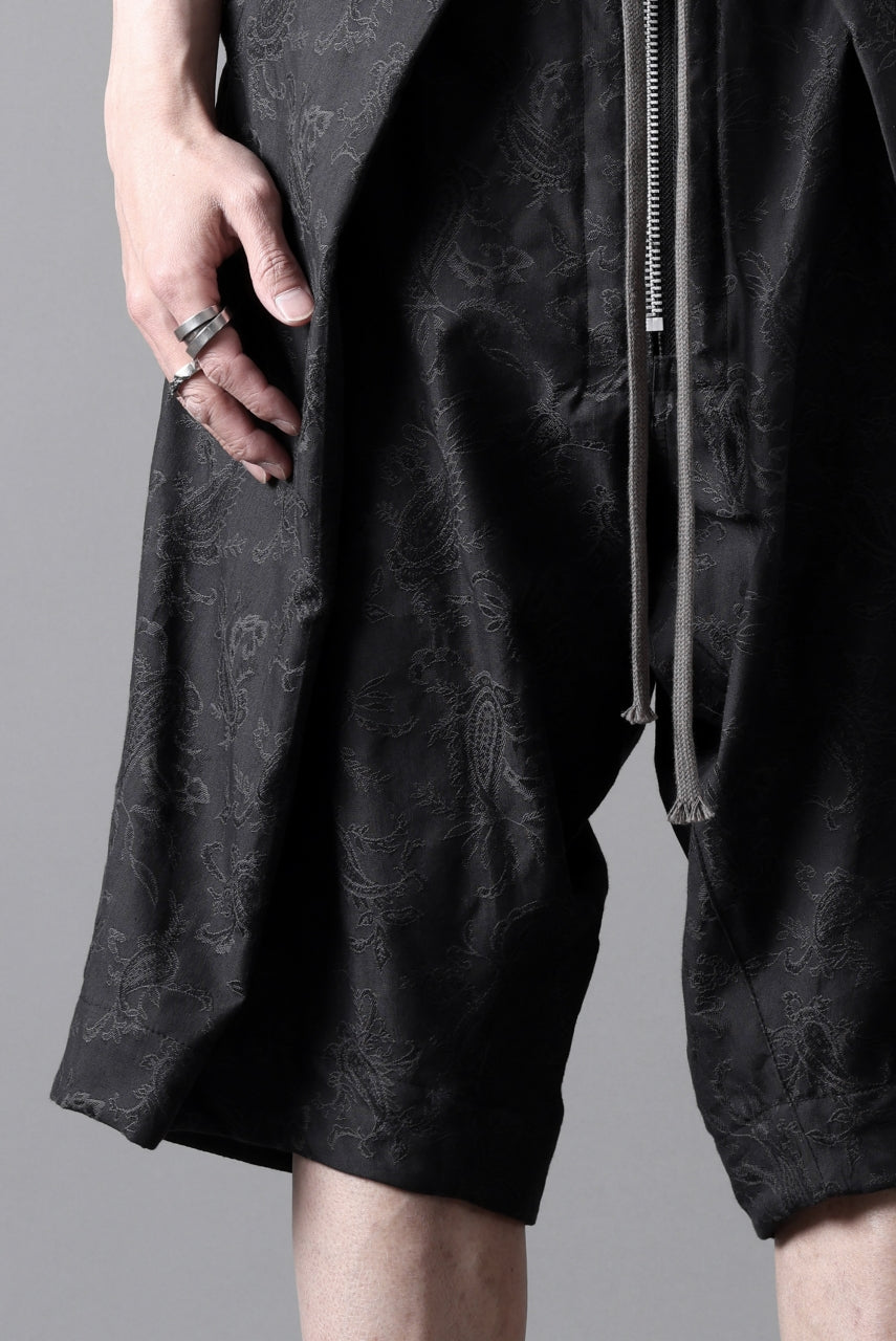 A.F ARTEFACT ZIP FOLDING TUCK SHORTS / PAISLEY JACQUARD (BLACK)