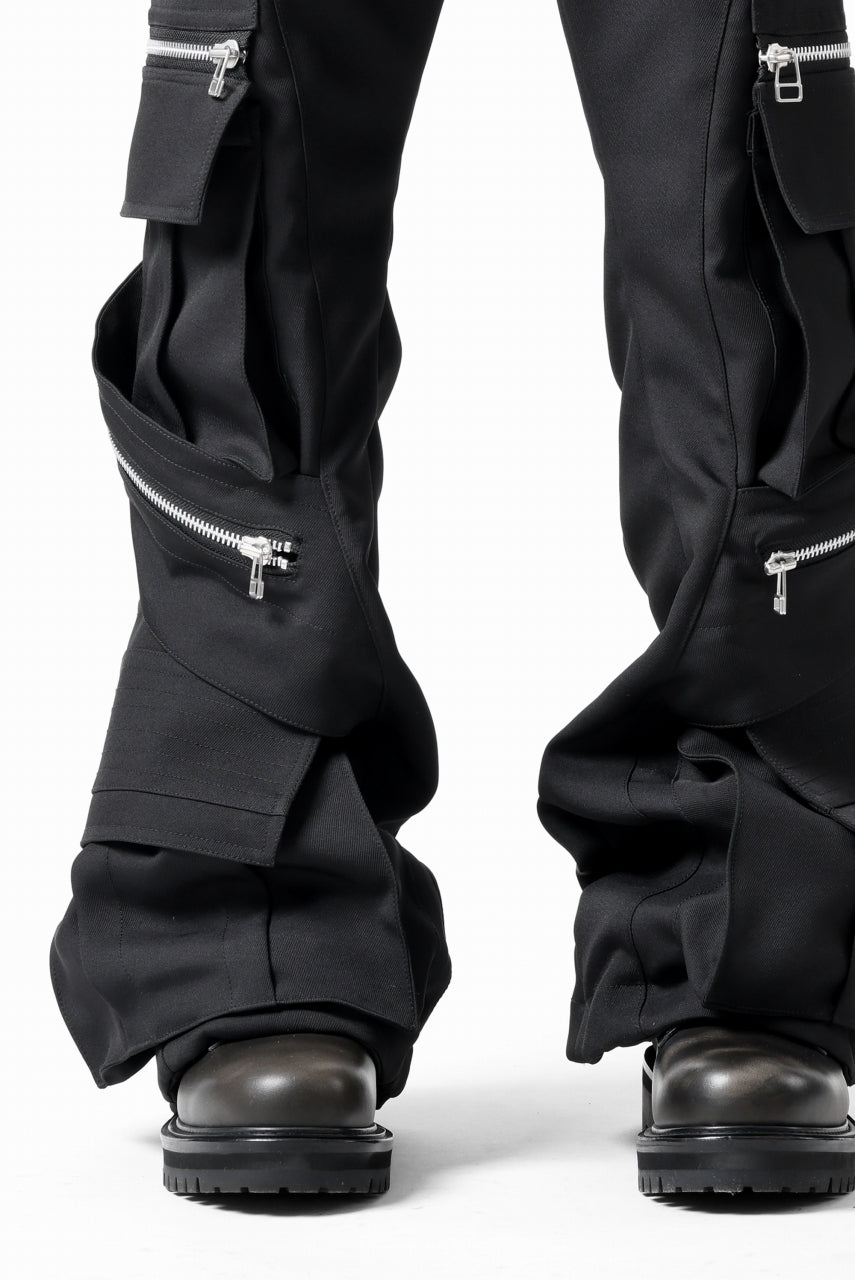 画像をギャラリービューアに読み込む, A.F ARTEFACT CARGO FLARE BAGGY PANTS / LUXE-TWILL (BLACK)