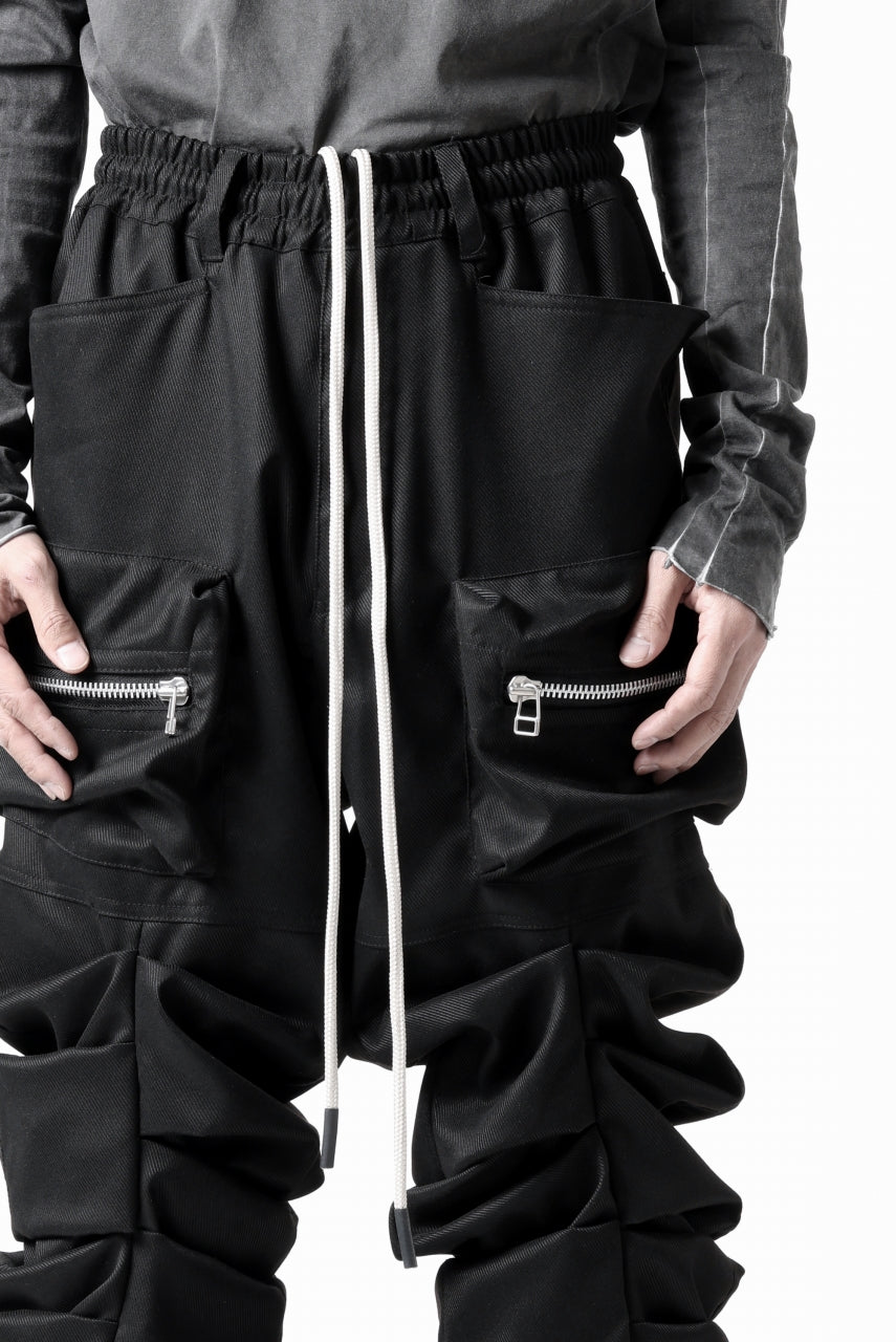 A.F ARTEFACT MONSTER TUCK FLARE BAGGY PANTS / LUX PES TWILL (BLACK)