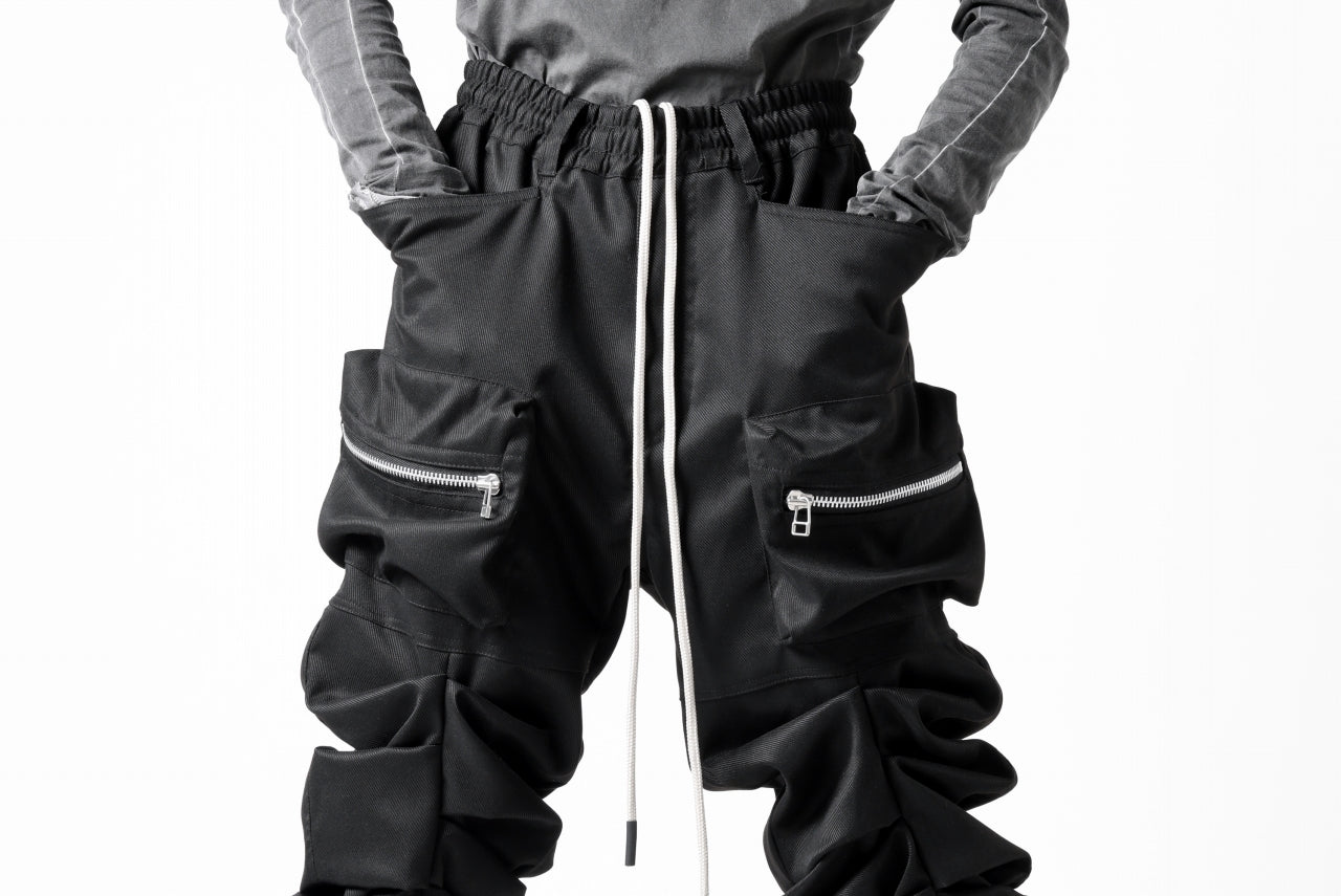 A.F ARTEFACT MONSTER TUCK FLARE BAGGY PANTS / LUX PES TWILL (BLACK)