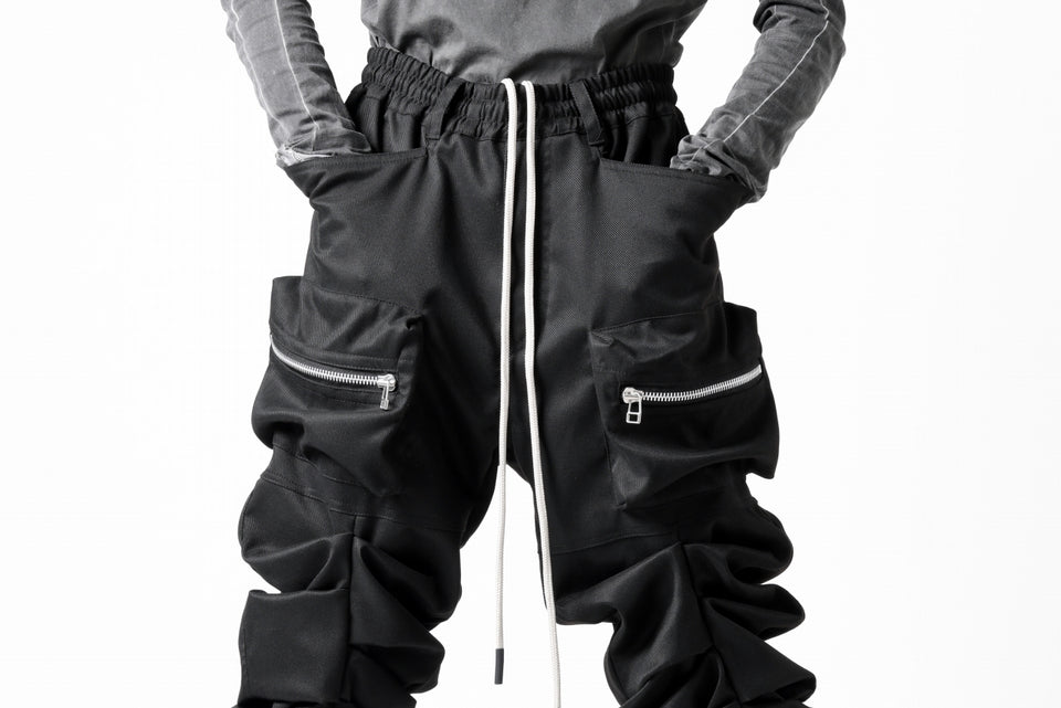 Load image into Gallery viewer, A.F ARTEFACT MONSTER TUCK FLARE BAGGY PANTS / LUX PES TWILL (BLACK)