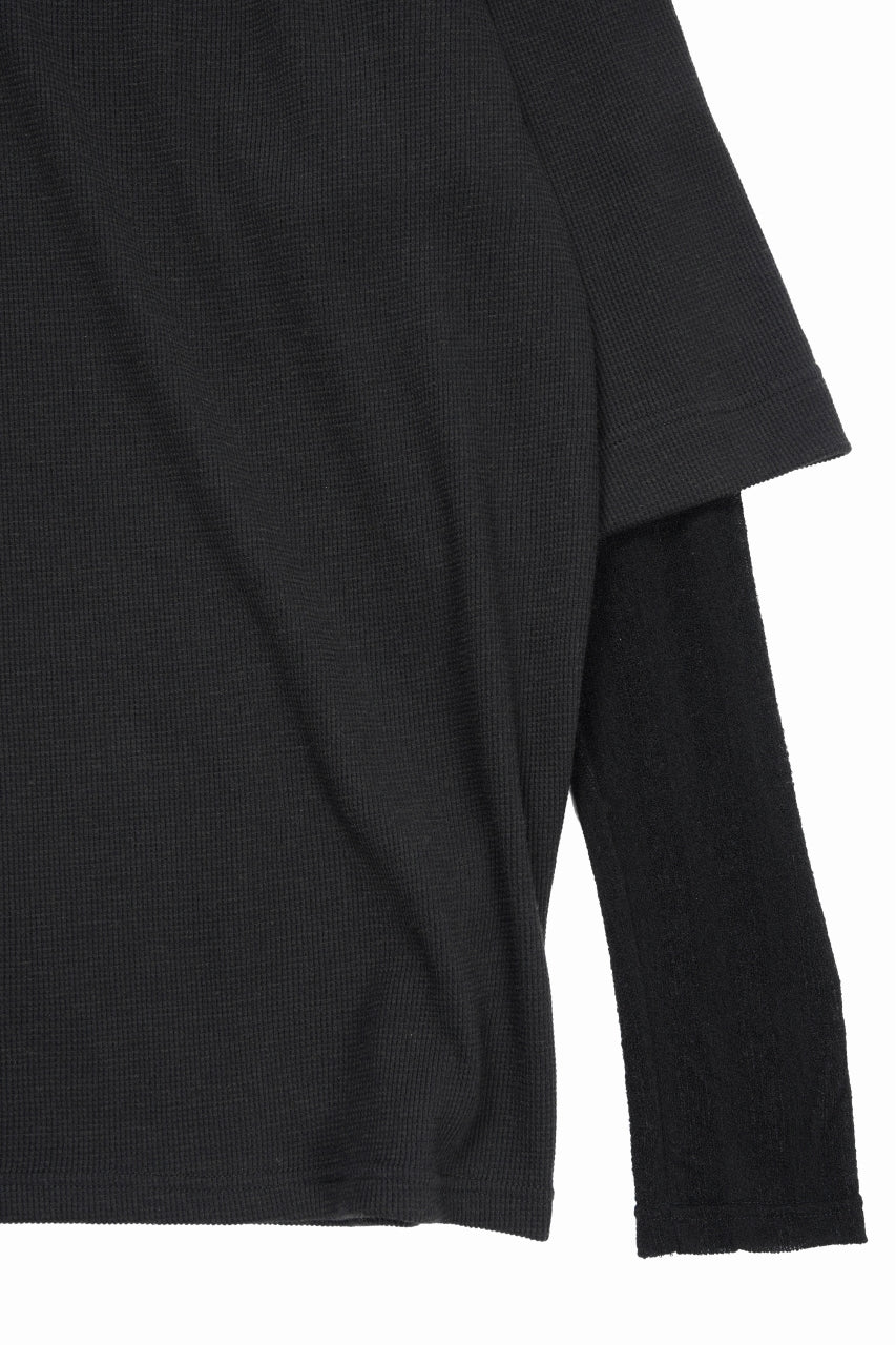 画像をギャラリービューアに読み込む, A.F ARTEFACT LAYERED CREW NECK TOP / WAFFLE KNIT JERSEY (BLACK)